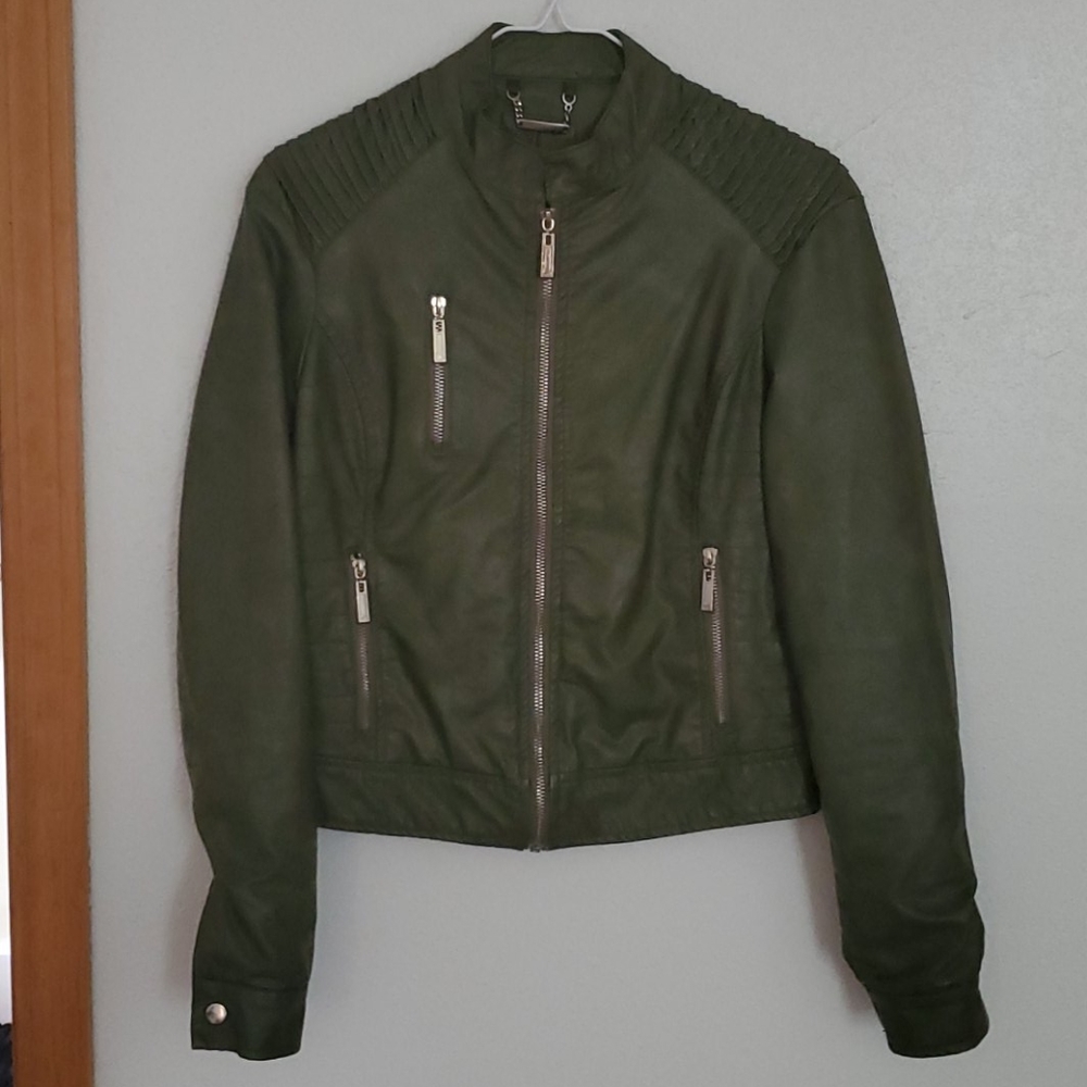 Leather green jacket